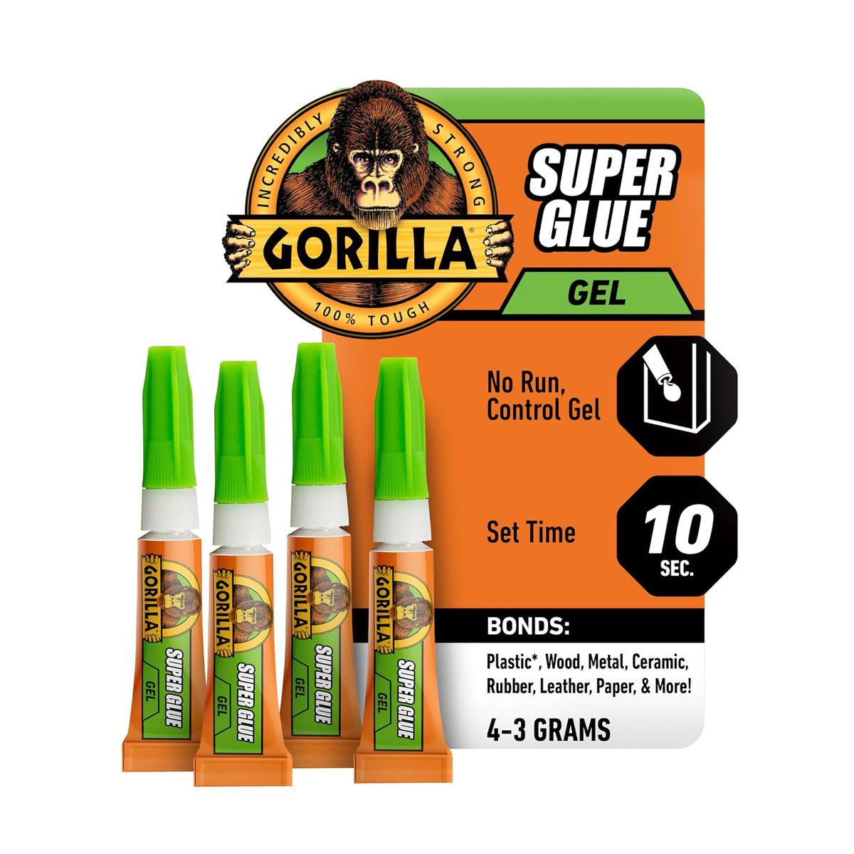 Gorilla 105801 - Tubo de 3 g, transparente | Fórmula gruesa sin correr para superficies verticales, ajuste rápido, une vidrio, plástico, madera y metal