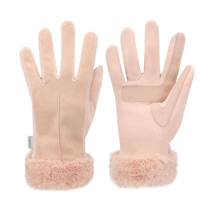 isotoner Mya Guante de microgamuza con puño de piel Guantes Mujer