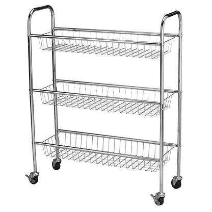 Household Essentials Slim Line 3-Tier Metal Cesta de Almacenamiento, 9 Pulgadas (23 cm) Cromo - Deluxe, 1 - 9 pulgadas (23 cm) cromo - Deluxe