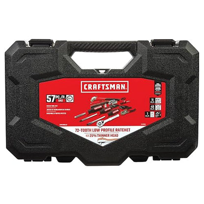 CRAFTSMAN - Juego de herramientas mecánicas de 57 piezas, juego de herramientas para el hogar, enchufes, carraca, destornilladores, martillo, alicates, llaves hexagonales, herramientas de mano