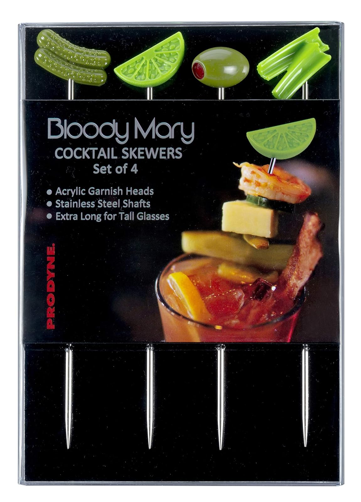 Prodyne - BL-4 Prodyne Bloody Mary Brocheta de cóctel (4 unidades), color verde