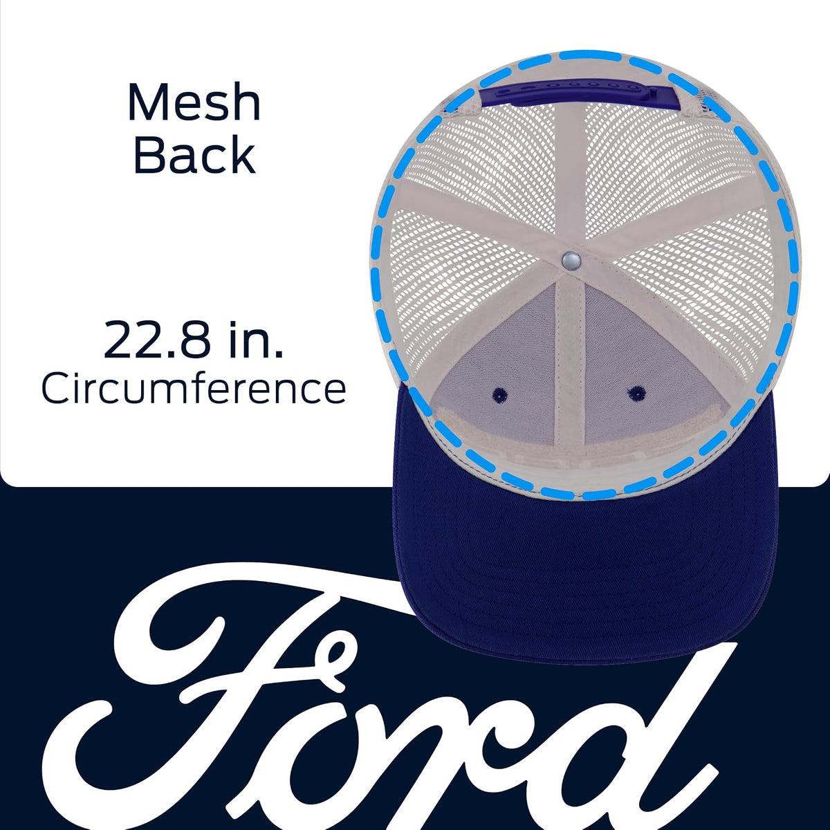 Ford Truck Hat, Logo Mesh Adjustable Baseball Cap with Curved Brim