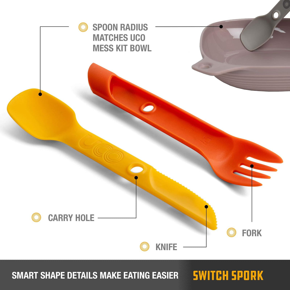 UCO Switch Spork - Juego de Utensilios de Camping Integrado de 2 Piezas