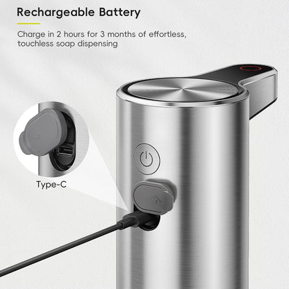 EKO Aroma - Dispensador automático de jabón sin Contacto para Cocina y baño, dispensador de jabón líquido para Manos, Resistente al Agua y Recargable, 9 onzas líquidas (Inoxidable)