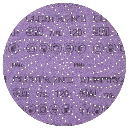3M Xtract Cubitron II Hookit Disco de lija limpio 775L, 5 pulgadas, 15 unidades de discos de lijado de gancho y bucle, 240+ 320+ 400+, preparación y eliminación de pintura, lijado general, refinado,