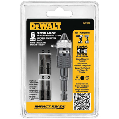 DEWALT Sujetador de Puntas para Atornillador 1/4", 6 Piezas, DW2507