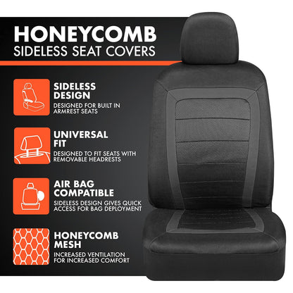 BDK - Juego completo de fundas de asiento de automóvil CarXs FreshMesh con detalles en color carbón: fundas de malla para asientos delanteros con protector de asiento trasero dividido, fundas interiores para automóviles, furgonetas y SUV