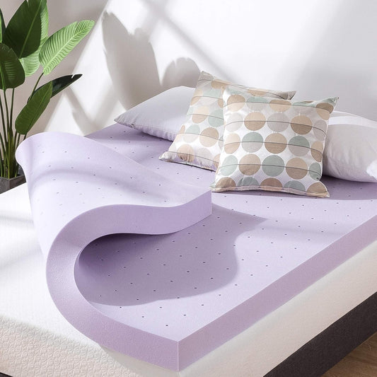 Mellow - Colchón de Espuma viscoelástica ventilada de 4 Pulgadas, infusión de Lavanda calmante, Certificado CertiPUR-US, tamaño Queen