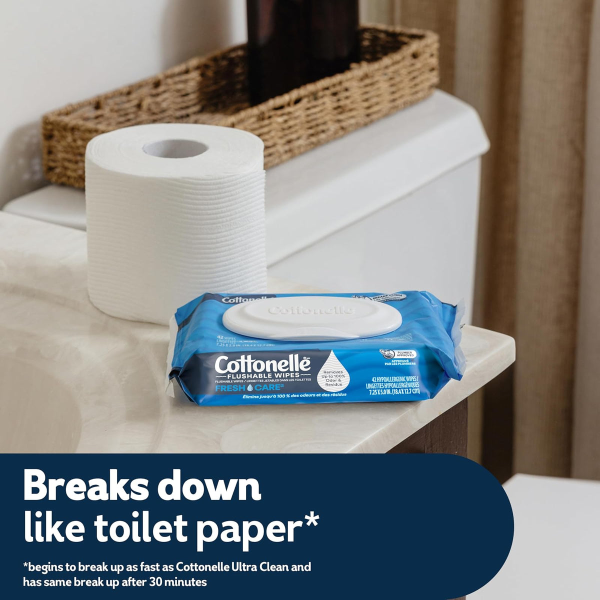 Cottonelle FreshCare Flushable Wet Wipes for Adults, Alcohol Free, 336 Wipes per Pack (Eight 42-Count Flip-Top Packs)