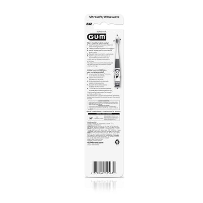 GUM Crayola Pip-Squeaks - cepillo para polvo de dientes manual para niños, cerdas extra suaves para niños pequeños a partir de 3 años, base de ventosa, 1 unidad (paquete de 4)