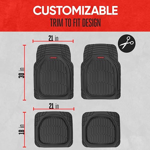Motor Trend flextough Tortuga - Alfombrillas de Goma Resistente para Automóvil SUV Van & Truck - Todo Tipo de Clima protección - Plato Hondo (Negro), Negro