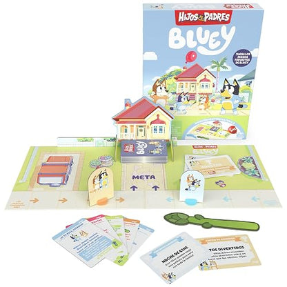 Spin Master Games, Bluey Padres vs Hijos, Trivia y Divertidos retos para Noches de Juegos en Familia, Juego fácil de Jugar, Juguetes de Bluey, para niños y familias para Edades de 5 años en adelante.