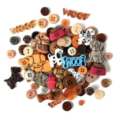 Buttons Galore Colección de Botones Redondos y Adornos, 50 Piezas - Perros