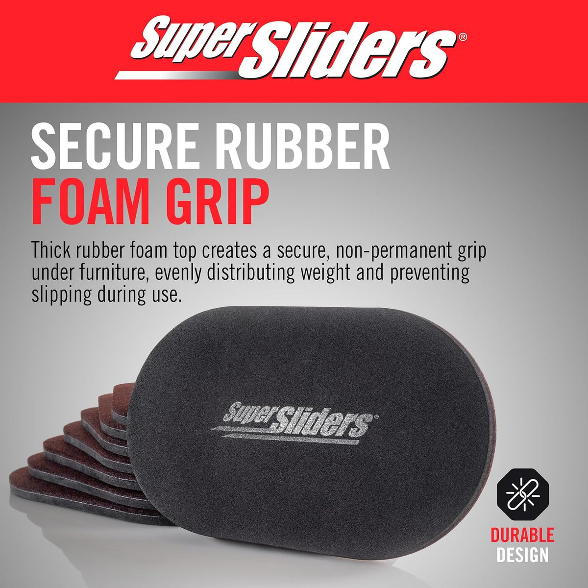 Super Sliders - Deslizadores ovalados de muebles reutilizables de 5 3/4 pulgadas x 9 1/2 pulgadas para superficies duras, movimiento sin esfuerzo y protección de superficie, café (paquete de 8)