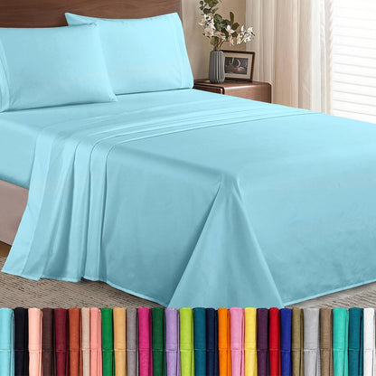 Elegant Comfort Juego de Sábanas de Microfibra Bolsillo Profundo - Twin - Twin XL - Aqua
