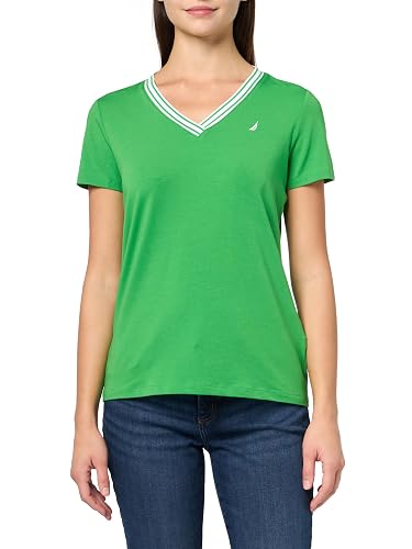 Nautica - Playera de Manga Corta con Cuello en V para Mujer