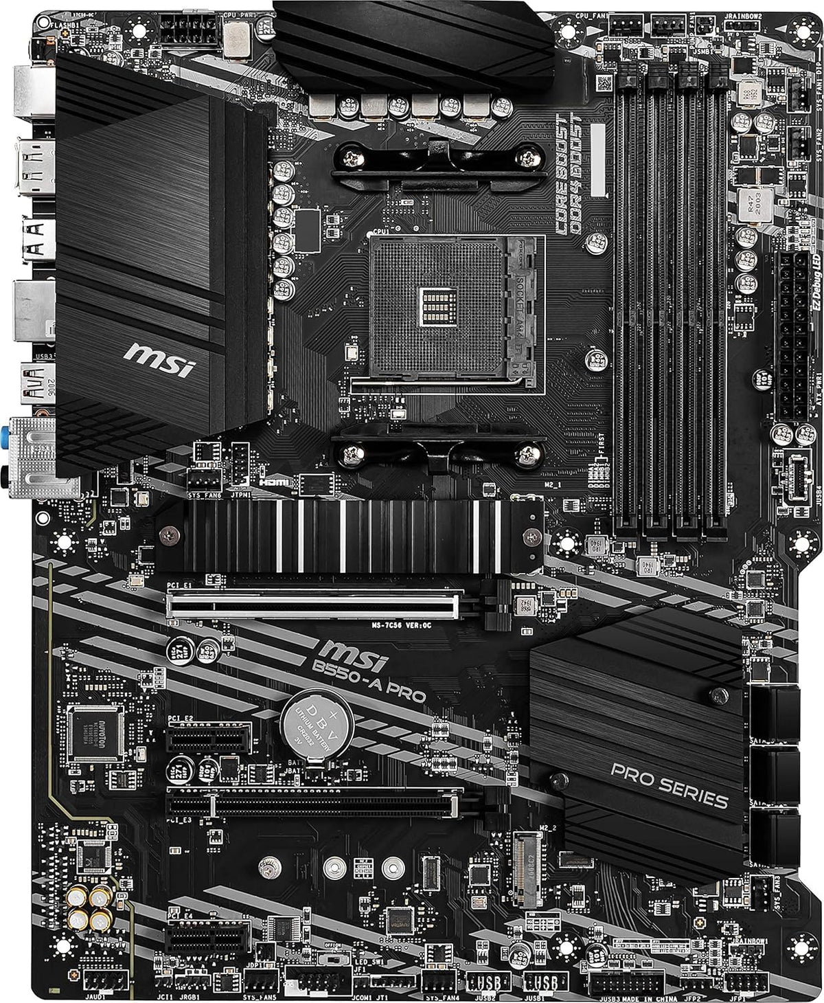 MSI B550-A Pro V1 ProSeries Motherboard (AMD Ryzen 5000, AM4, DDR4, PCIe 4.0, SATA 6Gb/s, M.2, USB 3.2 Gen 2, HDMI/DP, ATX)