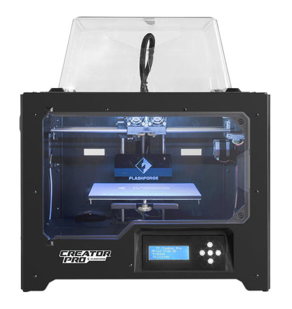 FlashForge - Impresora 3D Creator Pro, estructura de estructura metálica, cubiertas acrílicas, plataforma de construcción optimizada, extrusora doble con 2 bobinas, funciona con ABS y PLA