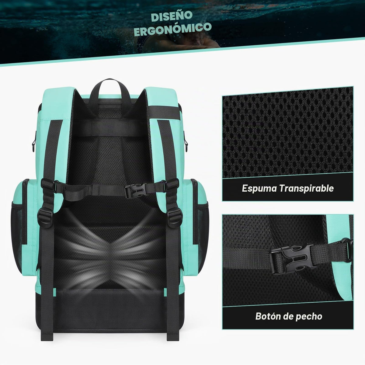Maelstrom Mochila Deportiva Impermeable 35L con Compartimentos Funcionales para Actividades Acuáticas