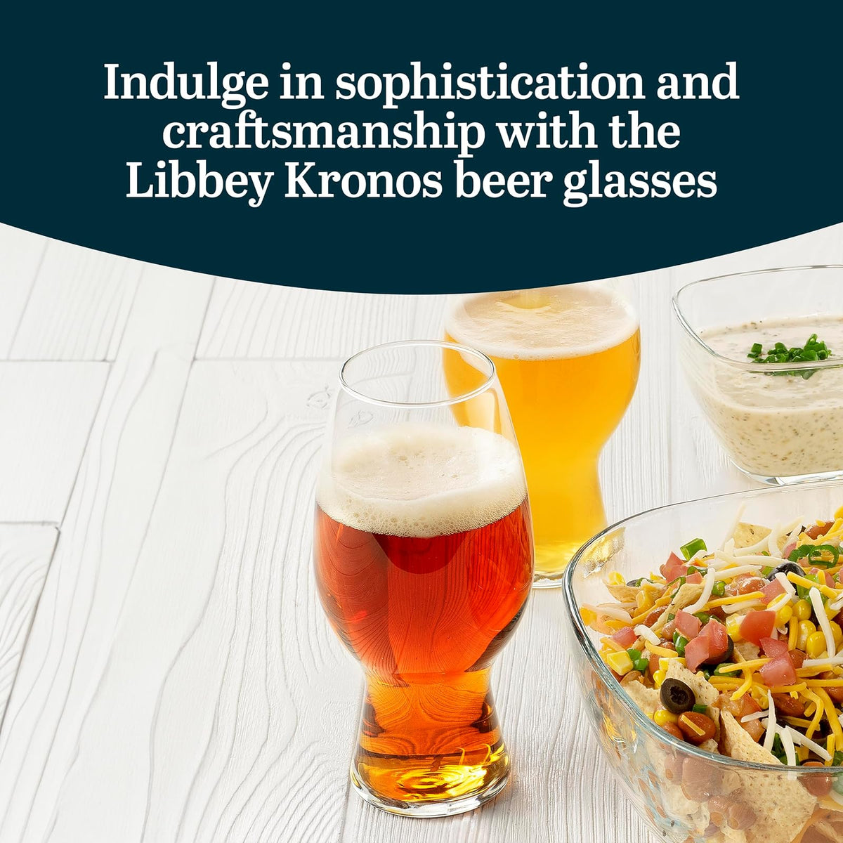 Libbey Entertaining Essentials - Juego de 6 vasos de cerveza para manualidades, elegantes vasos de cerveza, vasos de tulipán IPA para importaciones, alias pálidas indias y clásicos