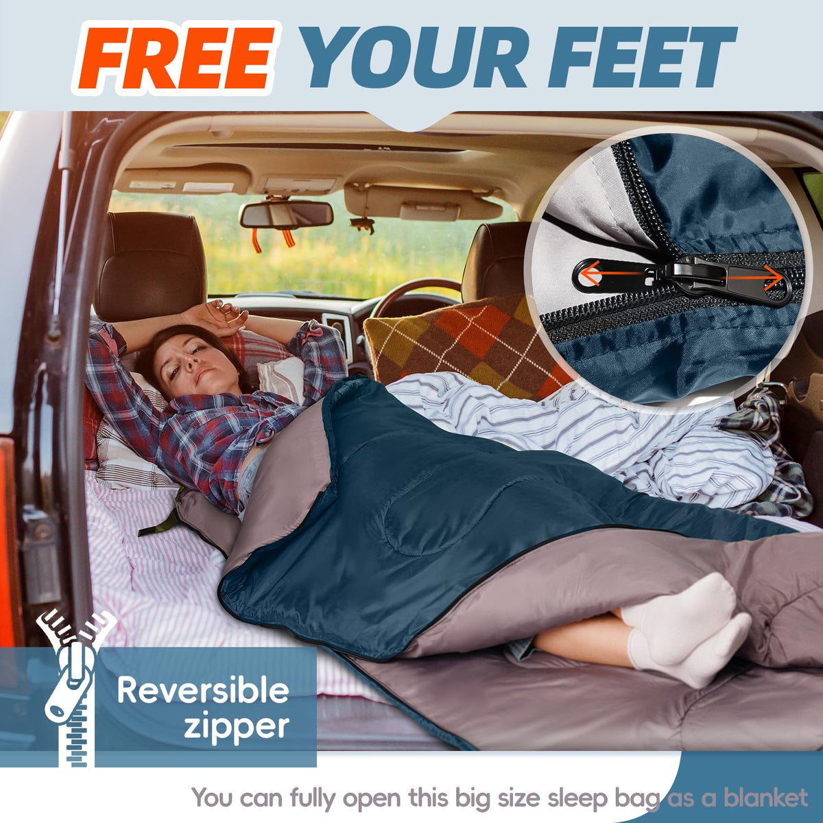 MEREZA - Saco de Dormir de Invierno de 0 Grados para Adultos y niños con Almohada, Saco de Dormir para Clima frío para 4 Estaciones, Camping, Senderismo, mochilero, Sacos de Dormir para Grandes y