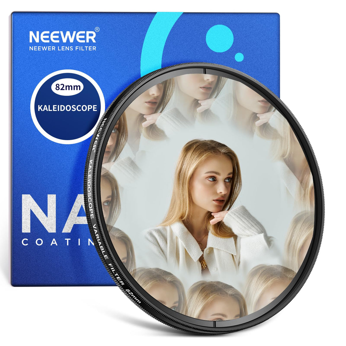 NEEWER 82mm Filtro de Lente de Prisma de Caleidoscopio, Filtro de Efecto de Vidrio de Cristal de Prisma para Fotografía con Múltiple Refracción y Número Variable de Sujetos Fotográficos