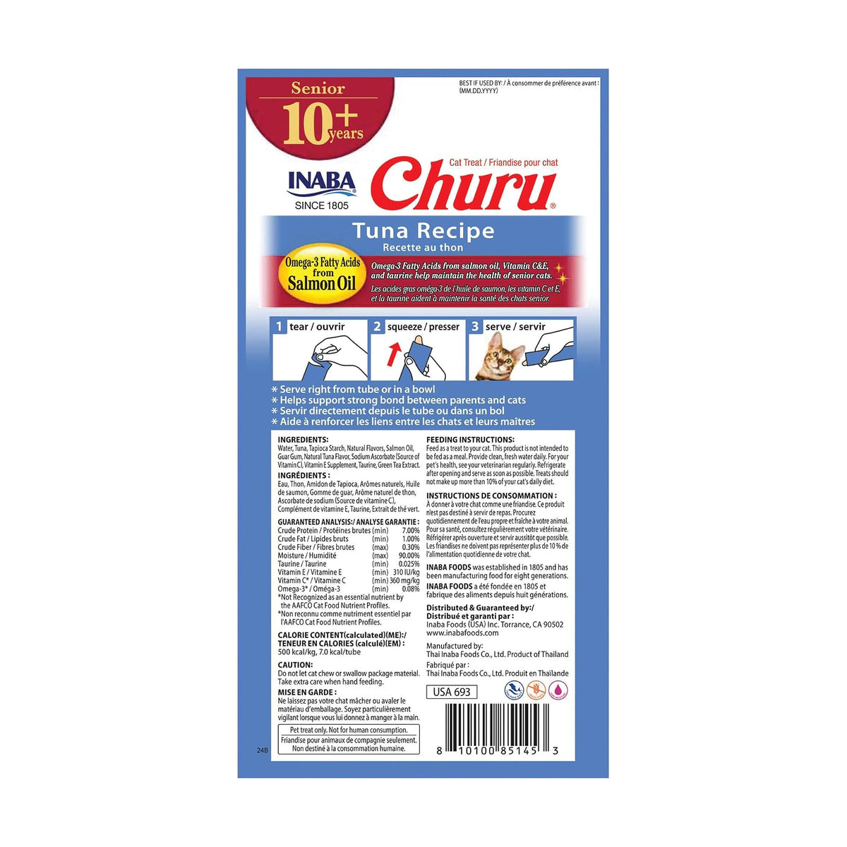 Inaba Churu Senior Premios Gato Mayor Atún Pack 6 Bolsas 24 Tubos