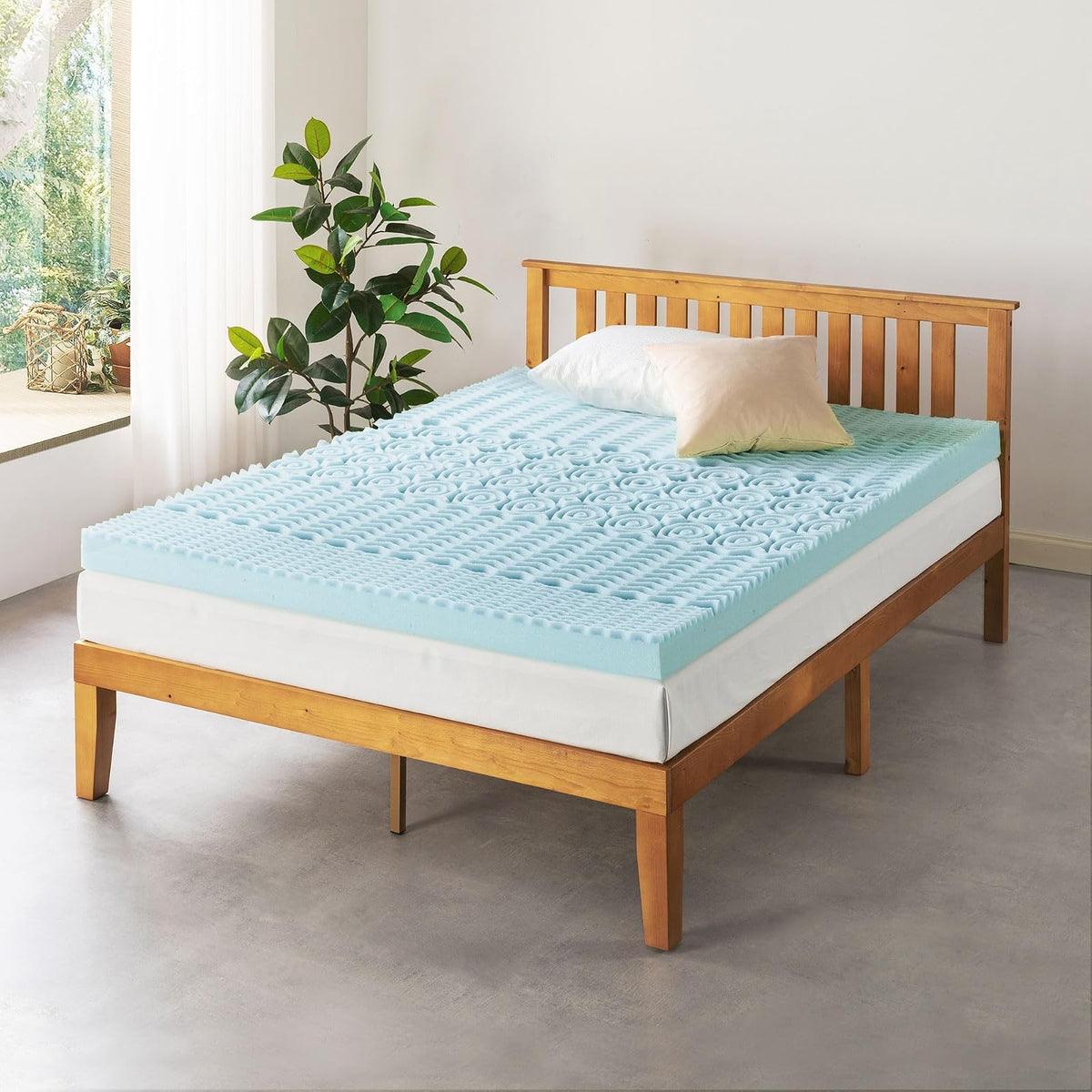 Mellow - Colchón de Espuma viscoelástica de 4 Pulgadas, 5 Zonas, infusión de Gel refrescante, Esencial para recámara, tamaño Individual XL, Azul