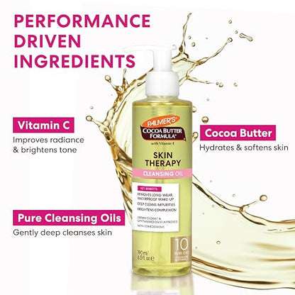 Palmer's Cocoa Butter Skin Therapy Cleansing Facial Oil, Limpiador y Desmaquillante Suave para el Rostro, Fragancia Rosa Mosqueta, No Comedogénico, Dermatológica y Oftalmológicamente Probado, 190ml