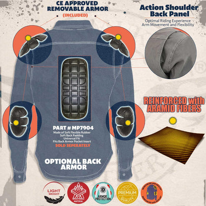Milwaukee Performance - Camisa tipo motociclista de mezclilla con aramida, gris, extragrande, para hombre, gris, 4X