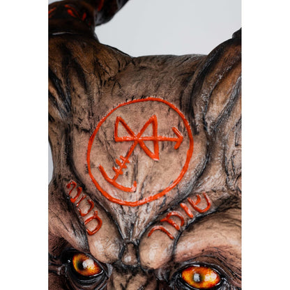 Ghoulish Productions Máscara Abadon de Látex con Cuello Integrado y Efecto Neón | Demonio Terror Realista para Halloween Cosplay y Fiestas | Beige Talla M