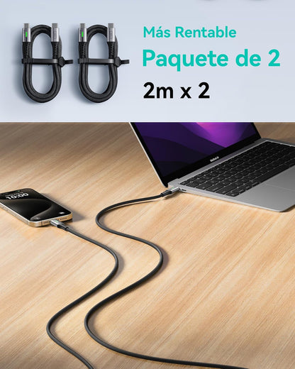 USB C to USB C Cable, INIU 100W [2-Pack 6.6ft] PD 5A Fast Charging Type C to Type C Cable, Nylon Braided USB-C Cord Phone Charger for Samsung S22 Note 20 iPad Pro MacBook Tablets LG Google etc.