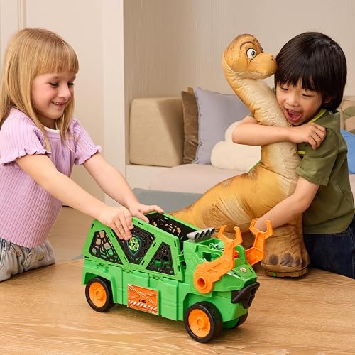 Paw Patrol: The Dino Movie, vehículo de Dinosaurio Megasaurus con Dinosaurio Inflable de 76,2 cm y Figura de acción de Rocky, Juguetes para niños y niñas preescolares, a Partir de 3 años