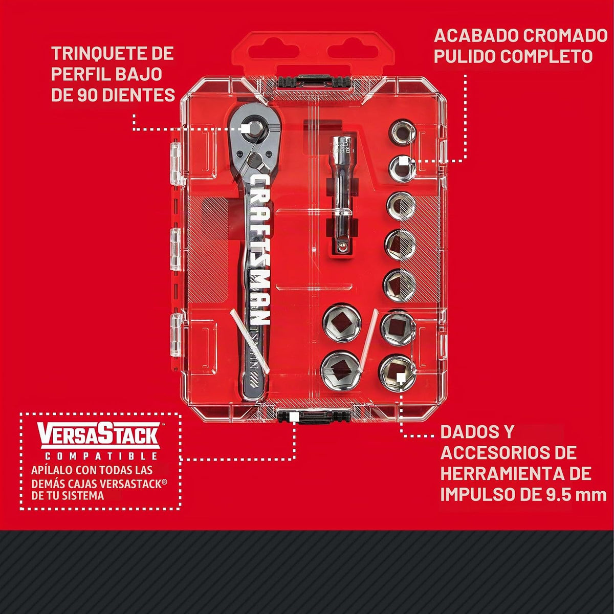 CRAFTSMAN - Juego de herramientas mecánicas de 3/8 pulgadas, SAE, 11 piezas (CMMT12126)