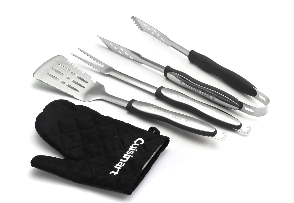 Cuisinart 3-Piece Asar a la Parrilla Juego de Herramientas de Tres Piezas con la Parrilla Guante, Negro