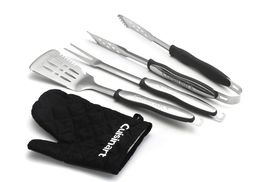 Cuisinart 3-Piece Asar a la Parrilla Juego de Herramientas de Tres Piezas con la Parrilla Guante, Negro