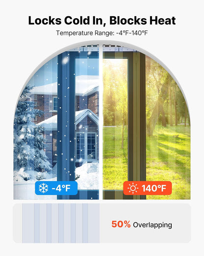 VEVOR Cortina de Tiras 91,5 x 213,4 cm Cortina de Puerta de PVC Transparente 6 Tiras de Plástico Espesor de 2 mm para Puerta de Cámara Frigorífica, Almacén, Refrigerador de Supermercado, Garajes