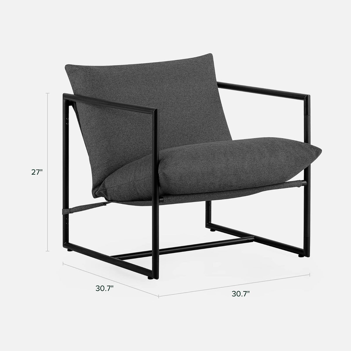 ZINUS Aidan Sling Accent Sillón con Marco de Metal con amortiguación de Espuma triturada, Gris Oscuro