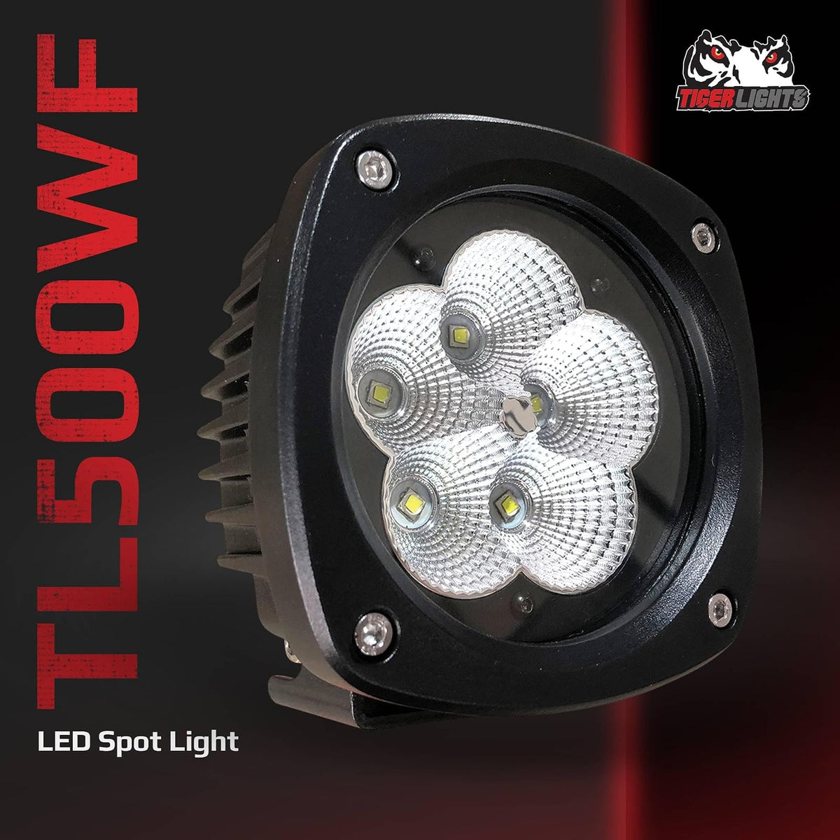 Tiger Lights TL500WF - Luz LED compacta de 50 W, 9 V, compatible con/reemplazo para Caterpillar AP-1000D, AP-1055D, AP-500E, AP-600D, AP-655C, AP-655D - Luz todoterreno para pavimentadora de asfalto