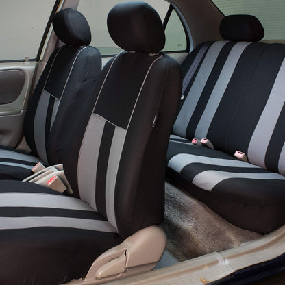 FH GROUP FH-FB036217 Striking Striped Seat Covers Gray/Black Color- Fit Most Car, Truck, SUV, or Van
