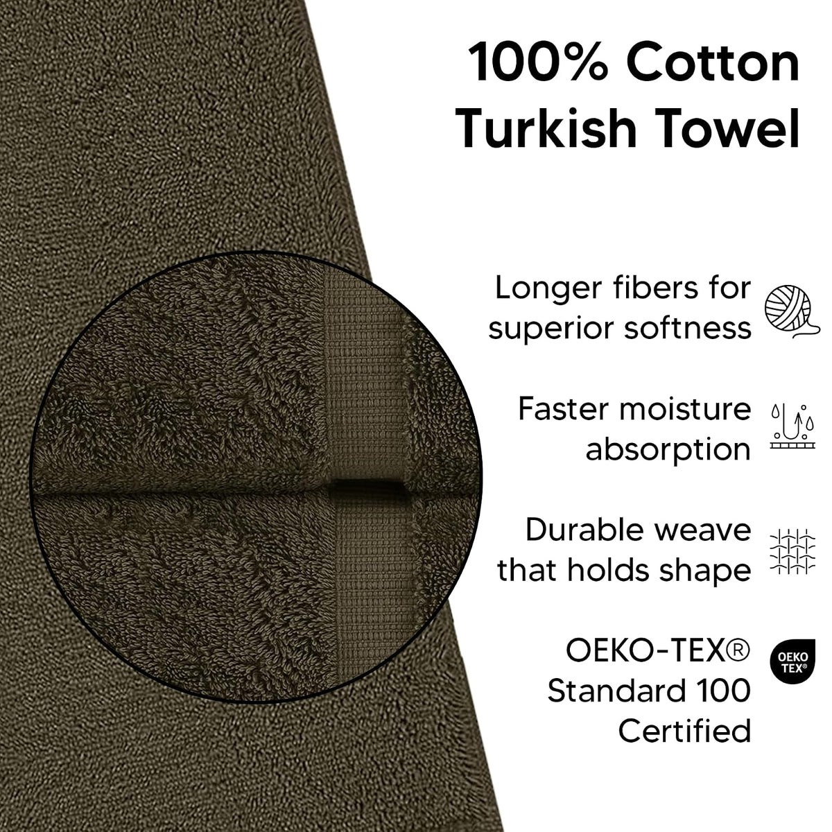 Chakir Turkish Linens - Toallas turcas absorbentes de algodón Premium (Toalla de baño, Juego de 4, Cacao)