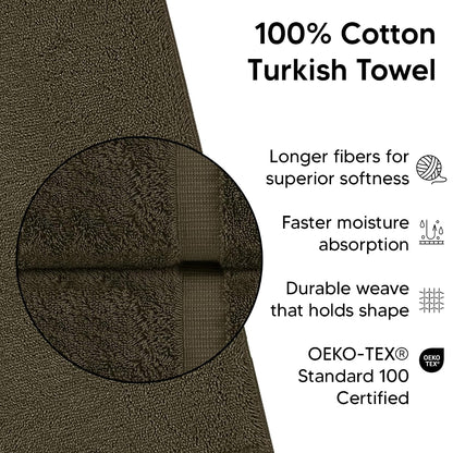 Chakir Turkish Linens - Toallas turcas absorbentes de algodón Premium (Toalla de baño, Juego de 4, Cacao)