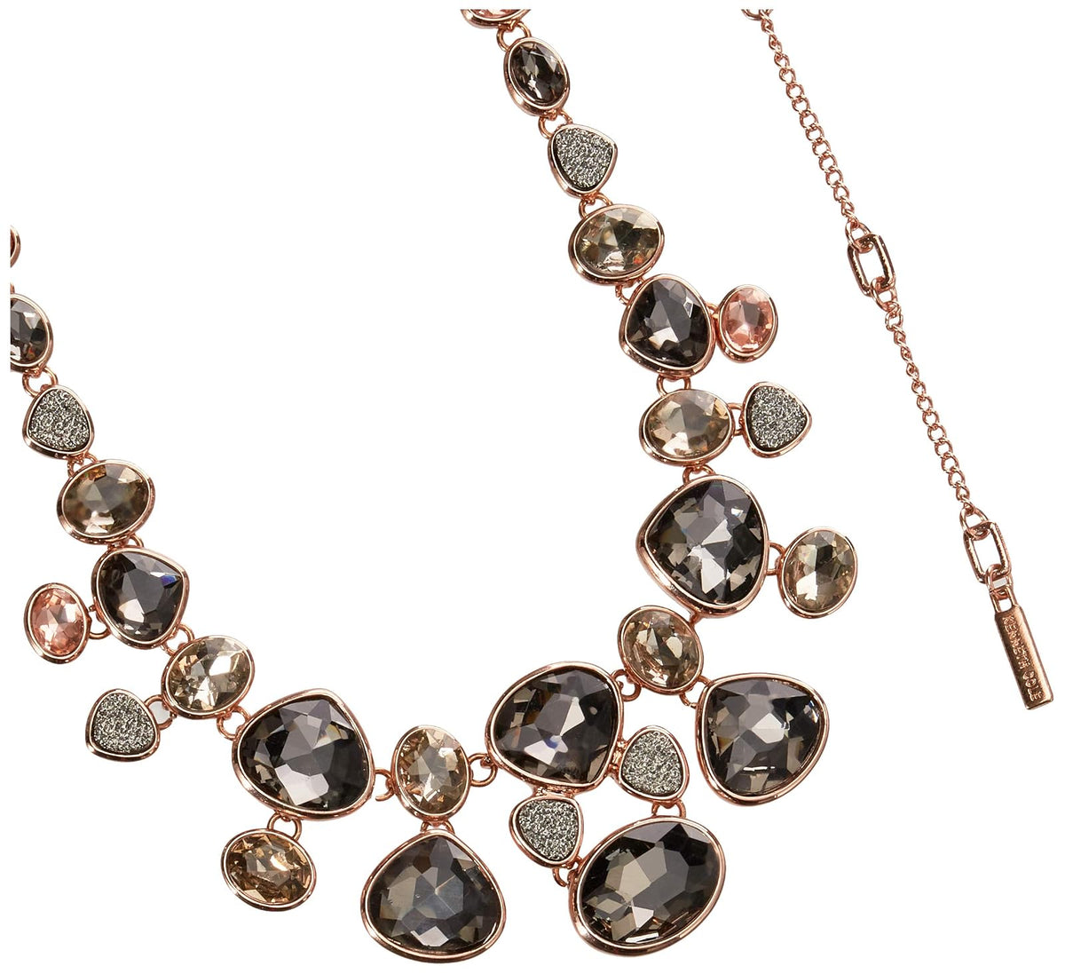 Kenneth Cole Collar Oro Rosado Multicolgante para Mujer | Pedrería de Negros y Rosas, Forma de Gota