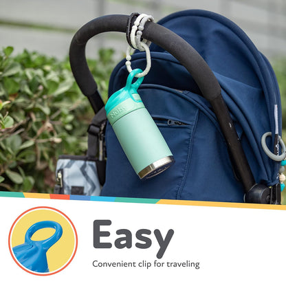 Nuby Thirsty Kids No Spill Flip-It Reflex Stainless Steel Travel Cup, 10 Oz, White
