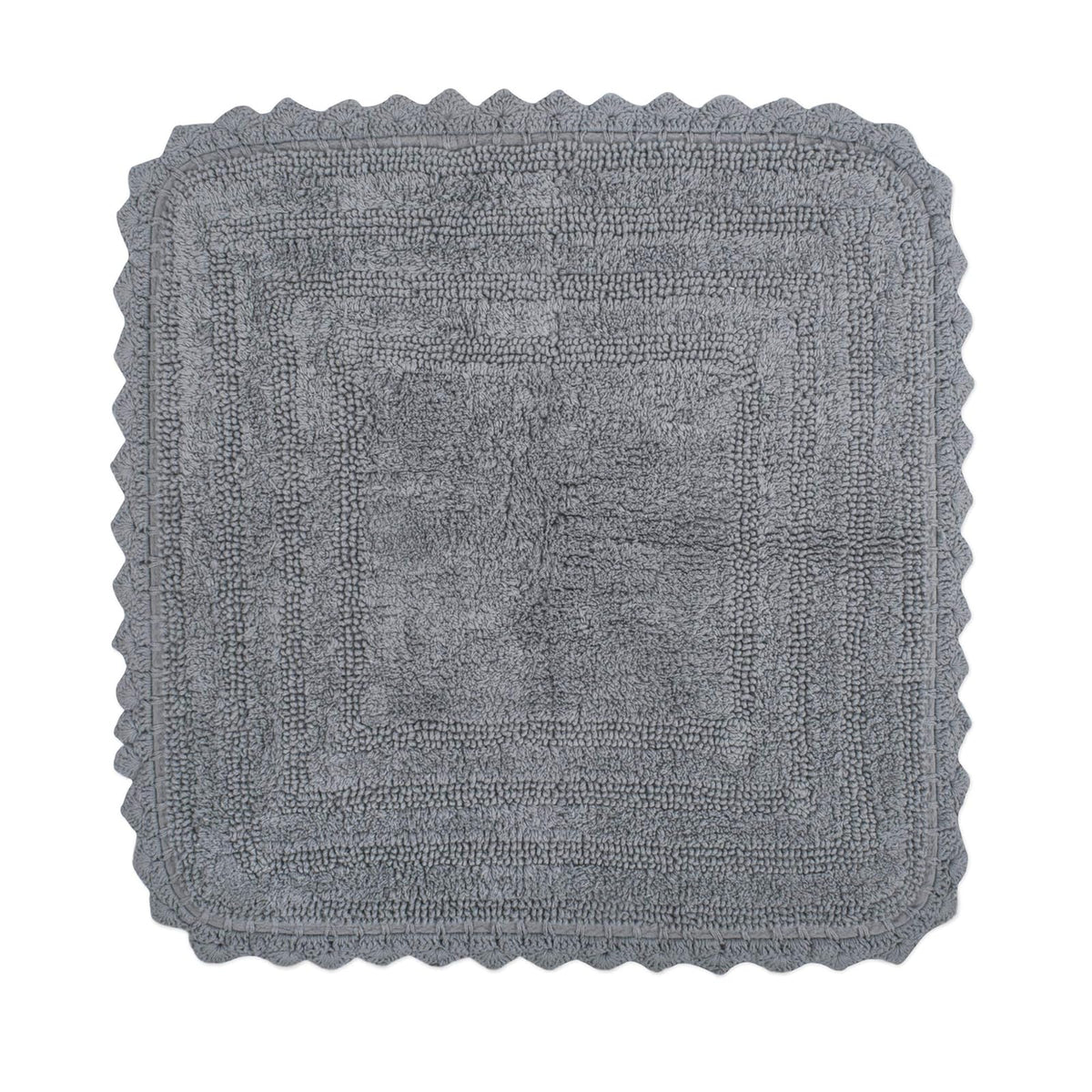 DII Ultra Soft Spa Cotton Crochet Oval Bath Mat or Rug Place in Front of Shower, Vanity, Bath Tub, Sink, and Toilet, 21 x 34" - White - 1'6" x 2'6" (Cuadrado) - Gris