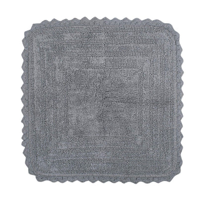 DII Ultra Soft Spa Cotton Crochet Oval Bath Mat or Rug Place in Front of Shower, Vanity, Bath Tub, Sink, and Toilet, 21 x 34" - White - 1'6" x 2'6" (Cuadrado) - Gris