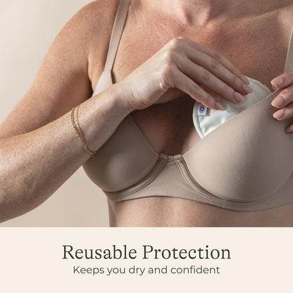 Lansinoh - Pads de Lactancia Lavables, Hechos con Viscosa de Bambú Orgánico, con Bolsa de Lavado, 10 Unidades