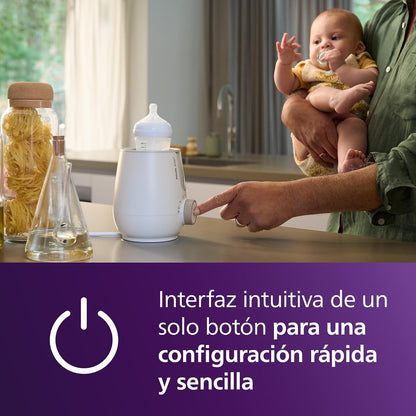 Philips Avent Calentador y Esterilizador 2 en 1 Listo en 3 Minutos | Sensor inteligente que evita sobrecalentamiento | Elimina 99.9% de bacterias | Calentamiento tipo hospitalario | SCF359/00