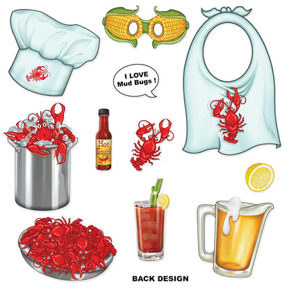 Beistle 53371 22 piezas Crawfish Photo Fun Signs, 3"-16", Multicolor