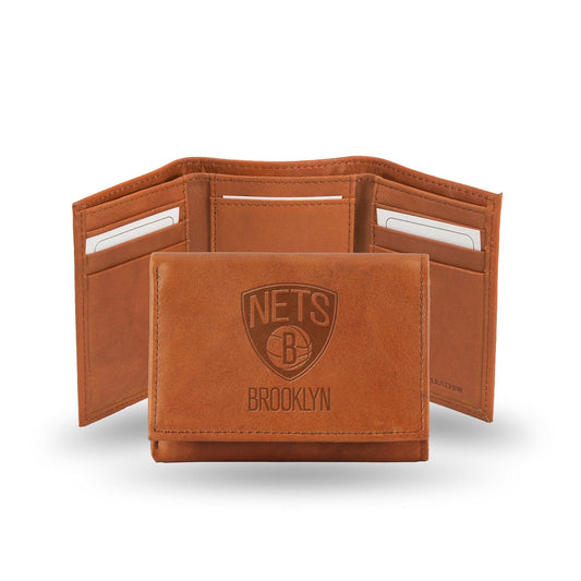 Rico Industries NBA Atlanta Hawks - Cartera Triple de Piel en Relieve, Color marrón